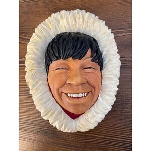 Vintage Bossons Chalkware Character Head "Smiling Eskimo" 1968 Made in England